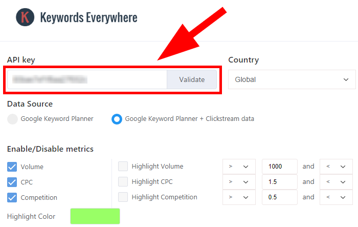 is keywords everywhere volume per month