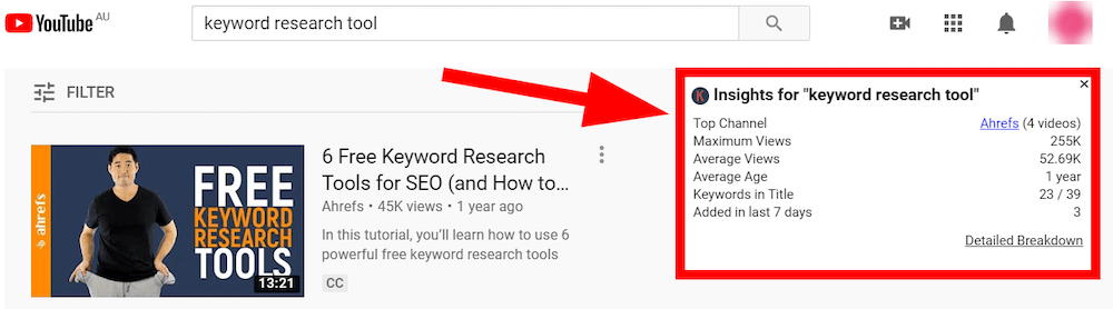 keywords everywhere youtube